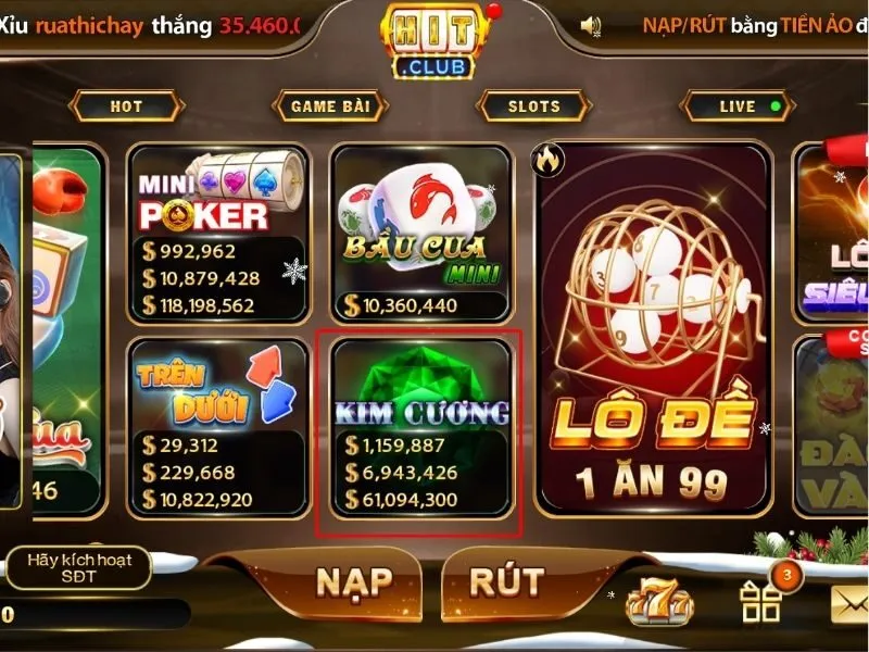 Hướng dẫn quy trình các bước chơi Kim Cương HitClub