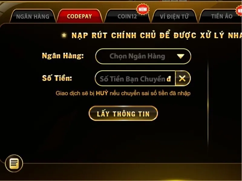 Nạp tiền dễ dàng để tham gia chơi đánh bài Catte Hit Club