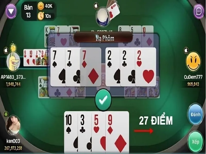 Quy tắc tính điểm trong game bài Phỏm tại Hit Club